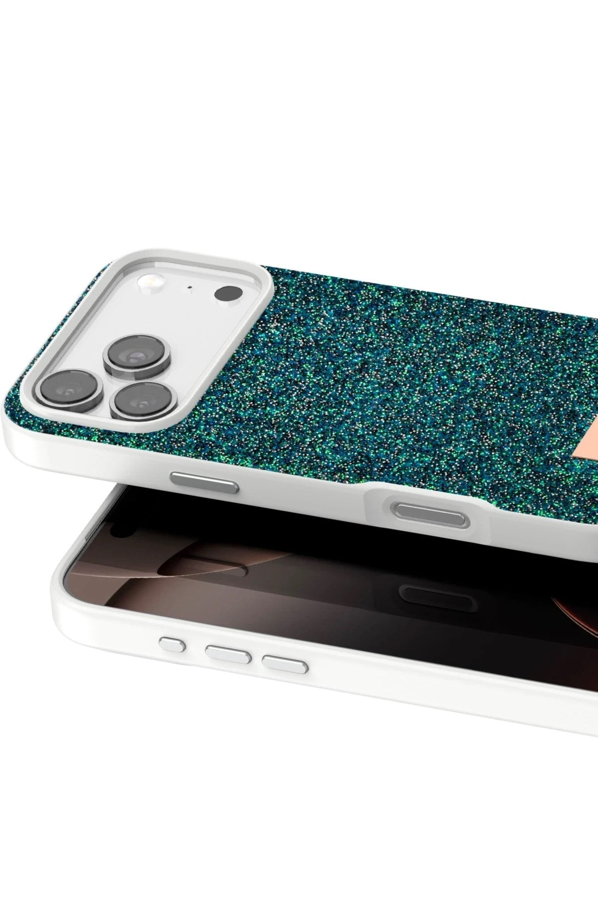 Mey İthalat® iPhone 17 Pro Bright Simli Kapak - Koyu Yeşil