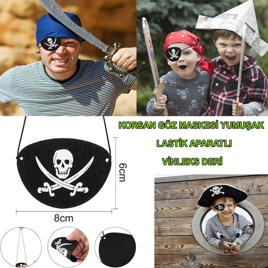 Mey İthalat® İthal Vinleks Deri Korsan Göz Bandı - Lastikli &amp; Yumuşak