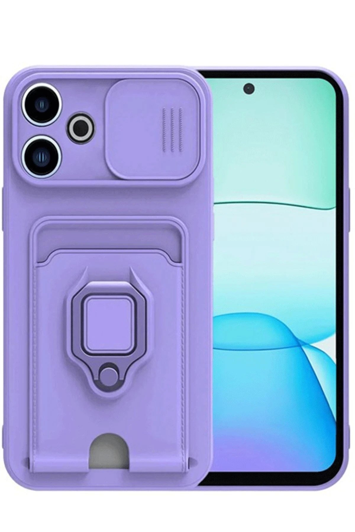 Mey İthalat® Redmi 13 4G Kılıf Zuma Kartvizitli Yüzüklü Silikon - Lila