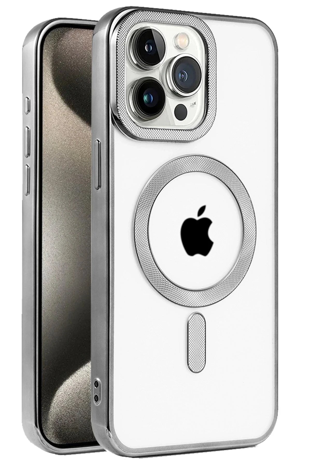 Mey İthalat® iPhone 15 Pro Kılıf Kronos Magsafe Kapak - Titanyum Gri