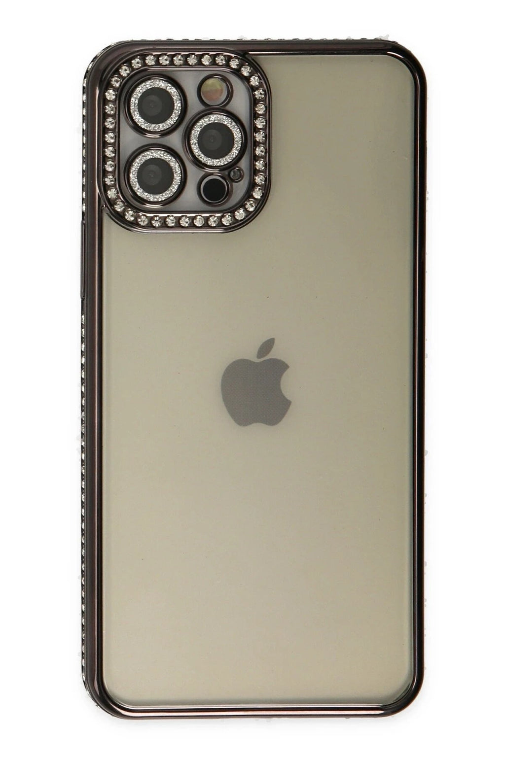 Mey İthalat® iPhone 12 Pro Kılıf Joke Taşlı Silikon - Siyah