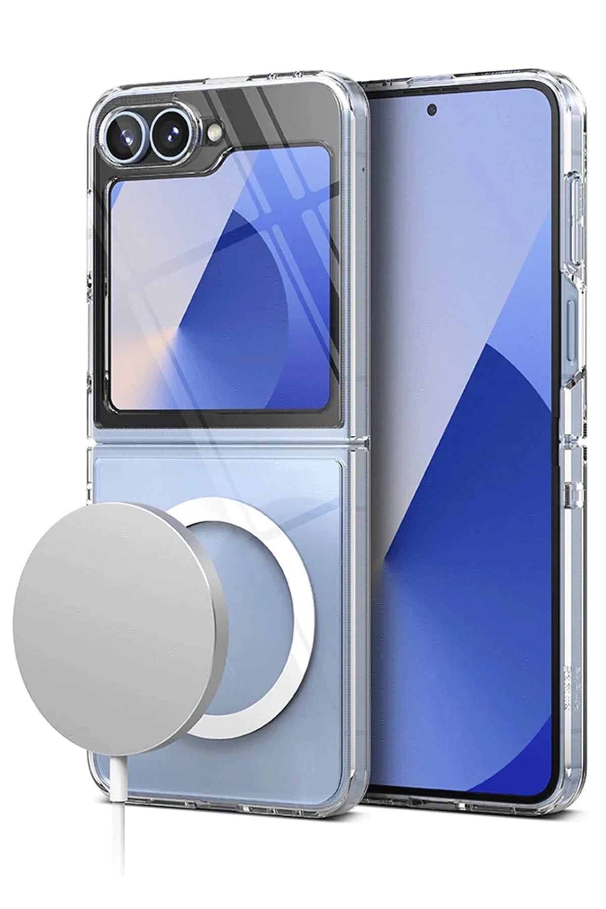 Mey İthalat® Samsung Galaxy Z Flip 6 Kılıf Magneticsafe Şeffaf Silikon - Şeffaf