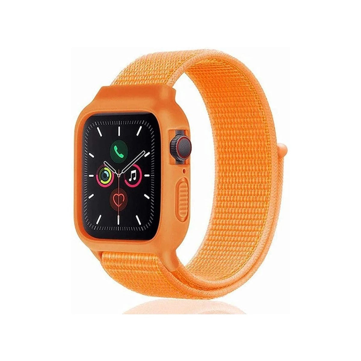 Mey İthalat® Watch 42mm Hasırlı Cırtcırtlı Kasalı Kordon - Turuncu