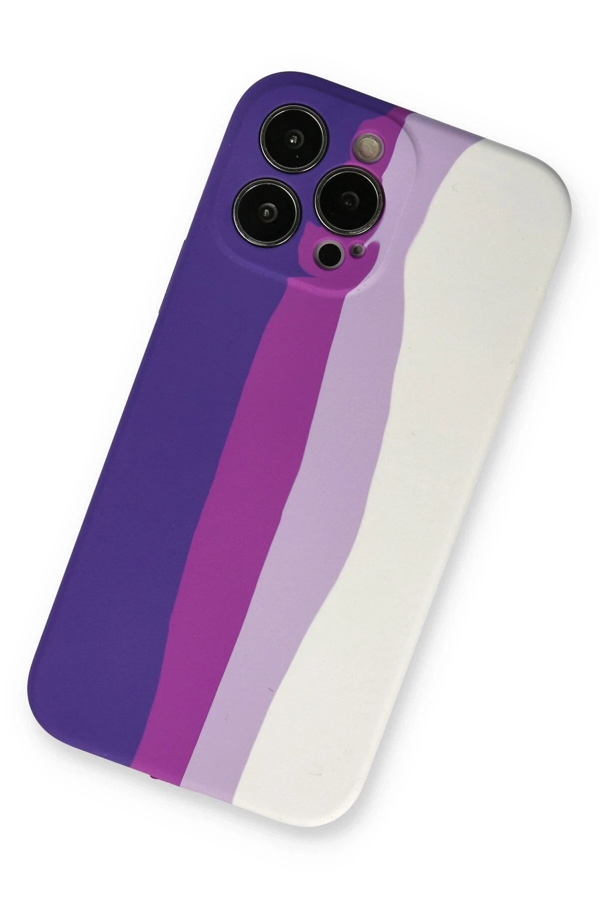 Mey İthalat® iPhone 13 Pro Kılıf Ebruli Lansman Silikon - Mor-Beyaz
