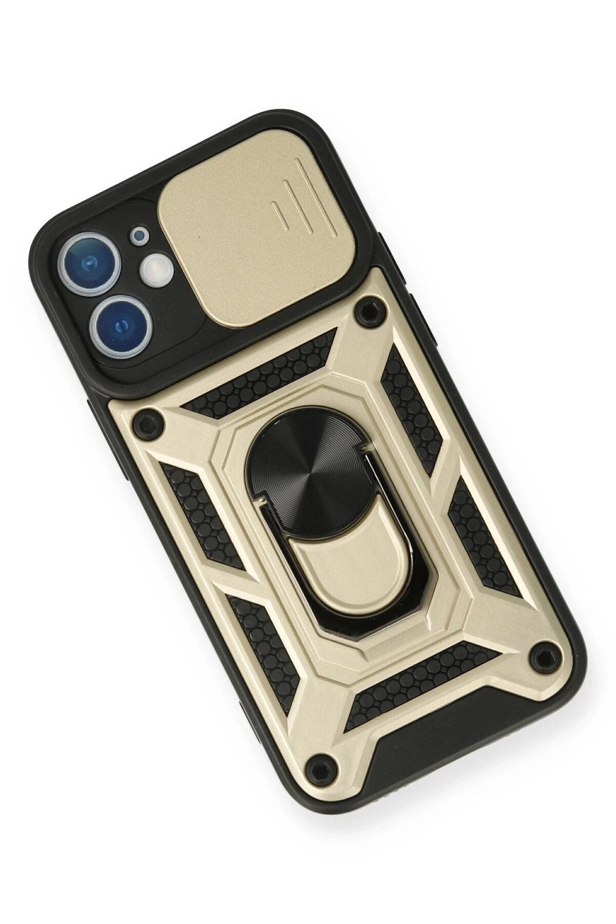 Mey İthalat® iPhone 12 Mini Kılıf Pars Lens Yüzüklü Silikon - Gold