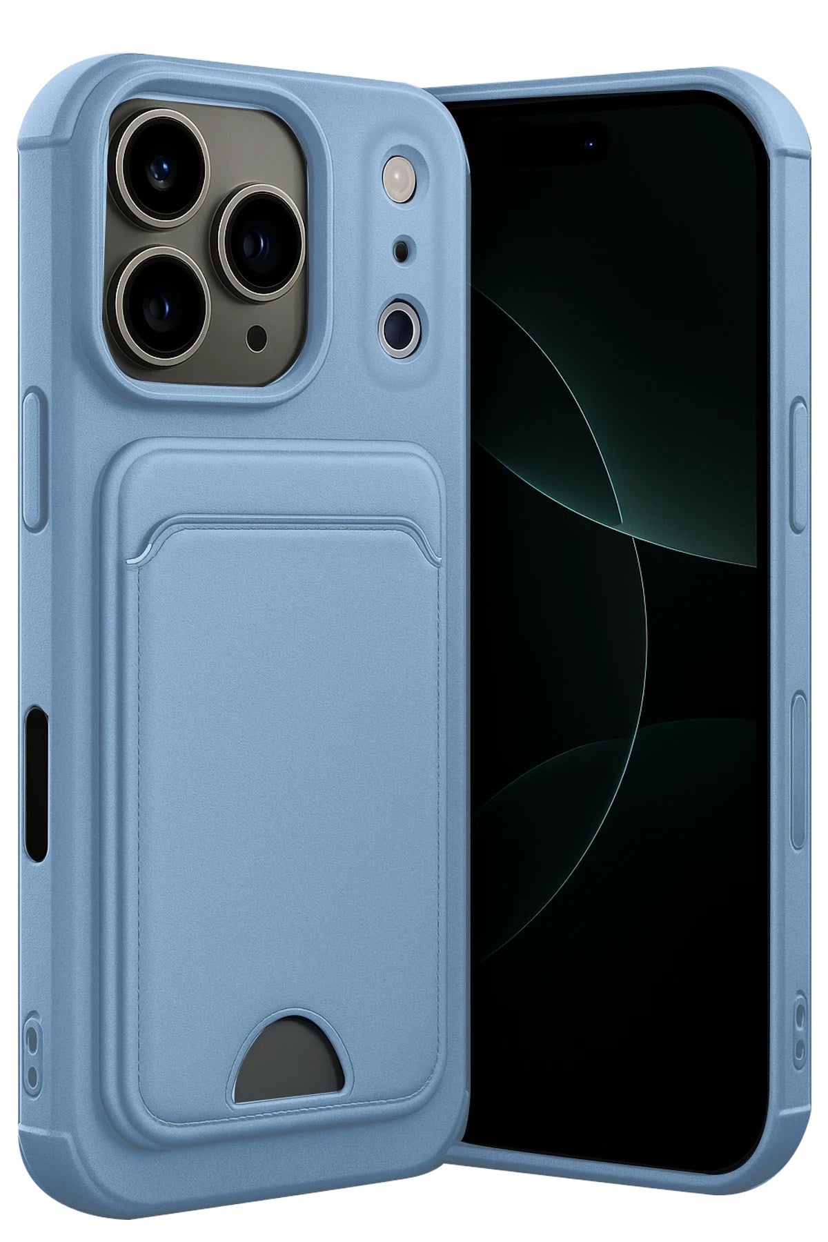 Mey İthalat® iPhone 17 Pro Max Kelvin Kartvizitli Silikon - Mavi