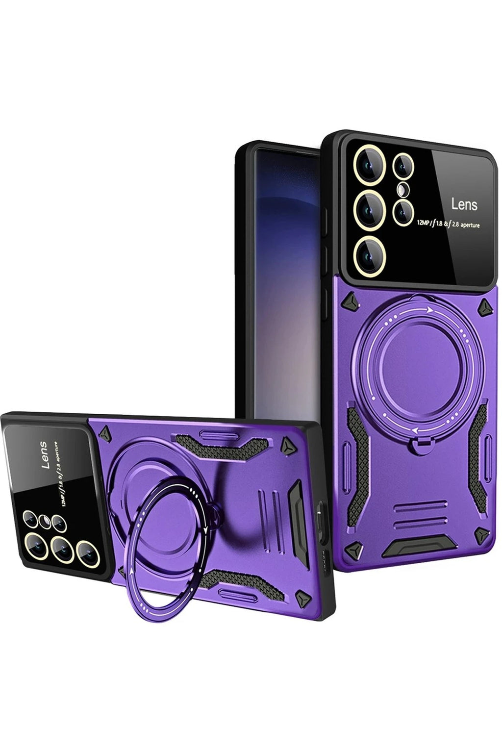 Mey İthalat® Samsung Galaxy S25 Ultra Kılıf Joy Lens Standlı Kapak - Mor