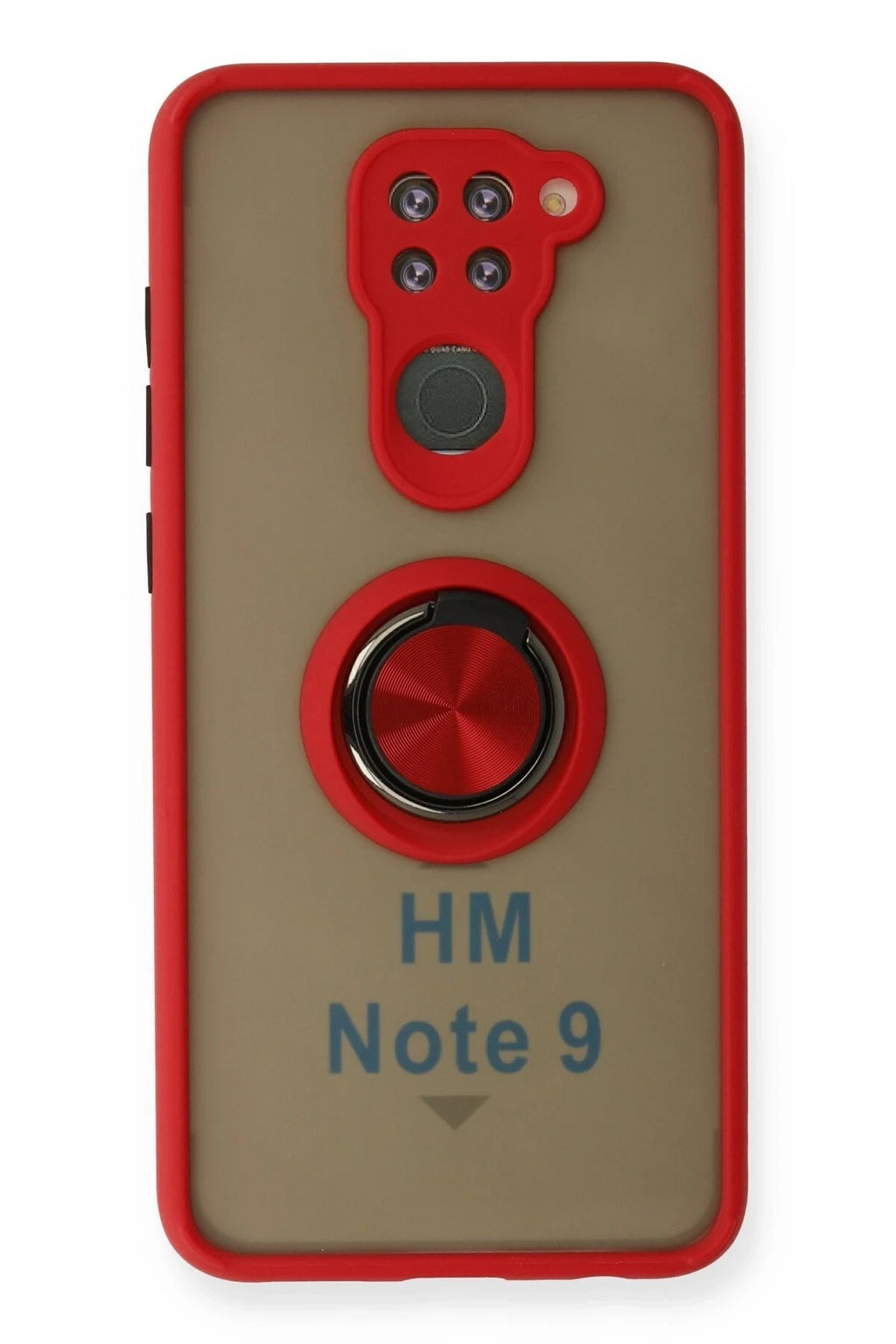 Mey İthalat® Redmi Note 9 Kılıf Montreal Yüzüklü Silikon Kapak - Kırmızı