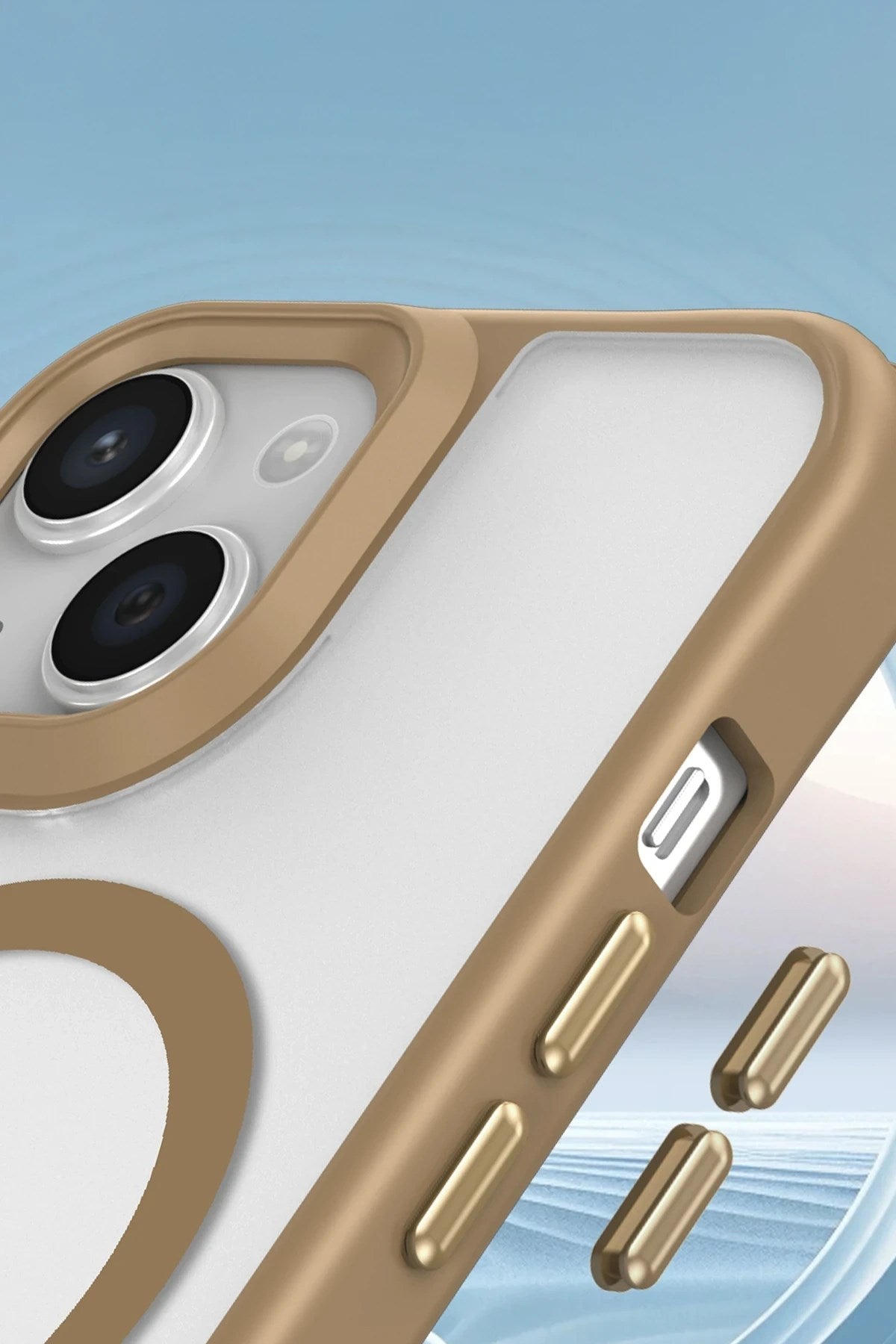 Mey İthalat® iPhone 15 Plus Kılıf Enka Magsafe Silikon Kılıf - Desert