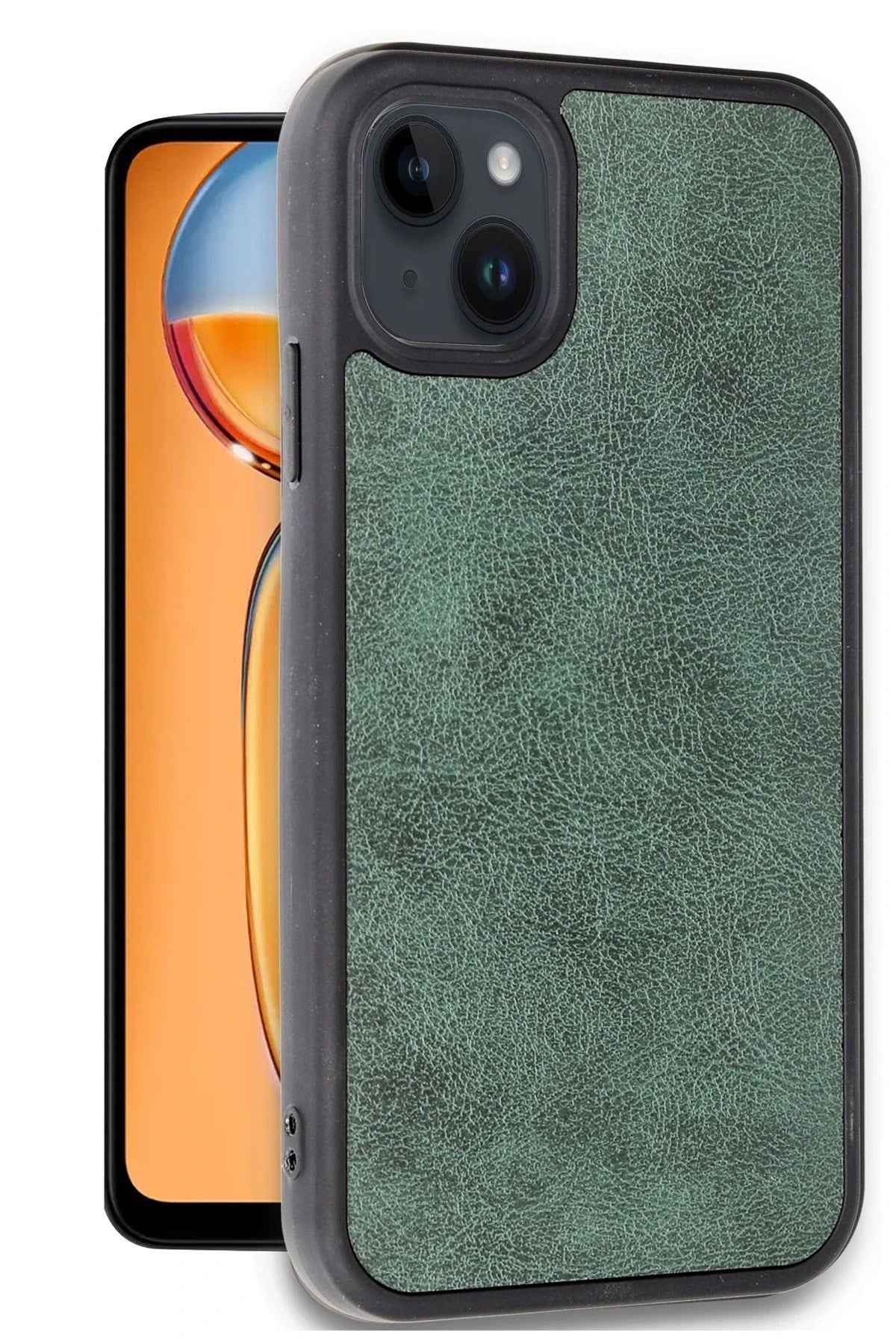 Mey İthalat® iPhone 14 Kılıf Aras Deri Kapak - Koyu Yeşil
