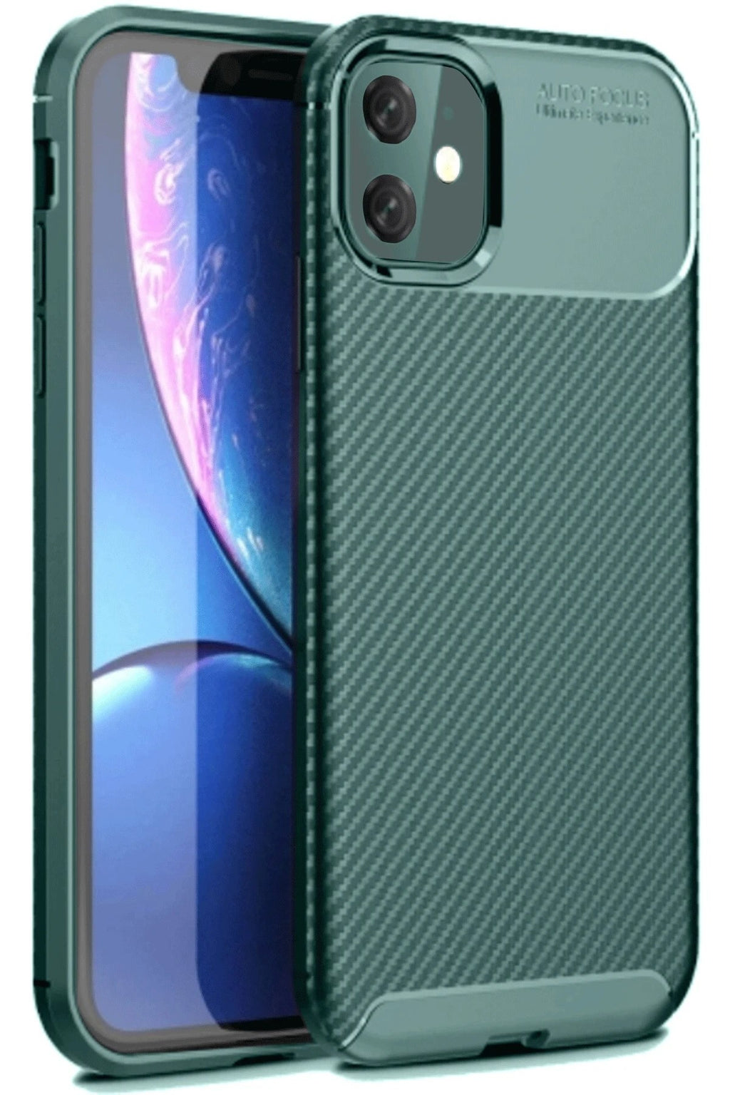 Mey İthalat® iPhone 11 Kılıf Auto Focus Karbon Kapak - Koyu Yeşil