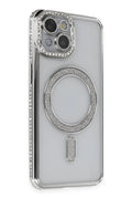 Mey İthalat® iPhone 13 Kılıf Joke Simli Magneticsafe Kılıf - Gümüş