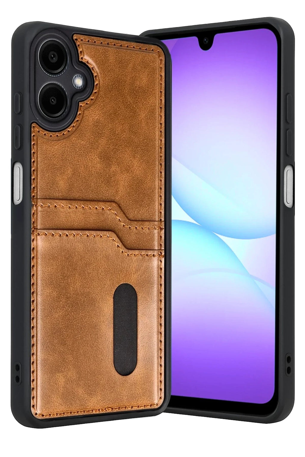 Mey İthalat® Samsung Galaxy A07 4G Sara Kartvizitli Deri Kılıf - Taba