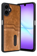 Mey İthalat® Samsung Galaxy A07 4G Sara Kartvizitli Deri Kılıf - Taba