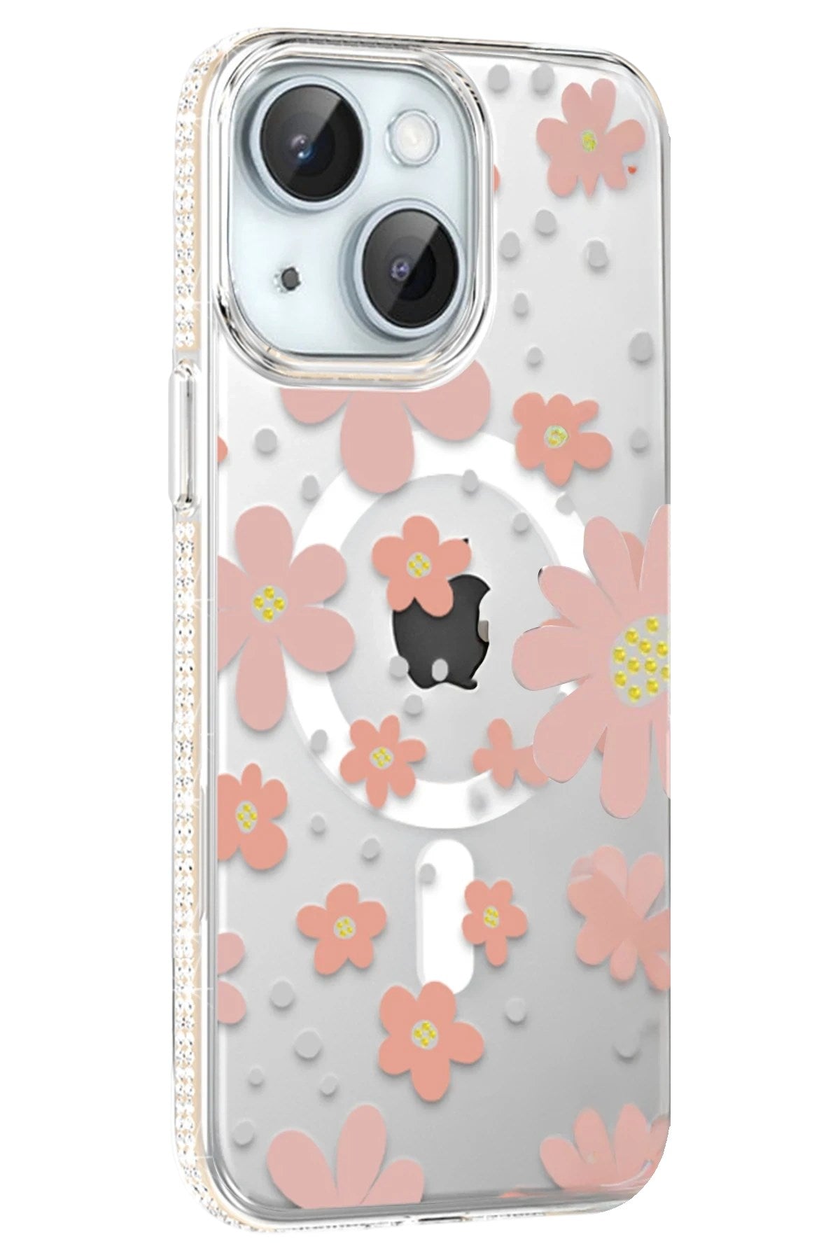 Mey İthalat® iPhone 14 Floral Magsafe Kapak - Pembe