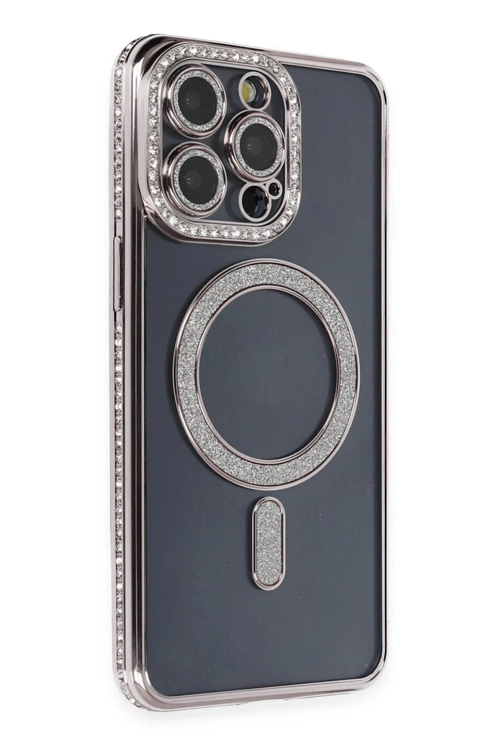 Mey İthalat® iPhone 14 Pro Kılıf Joke Simli Magneticsafe Kılıf - Gri