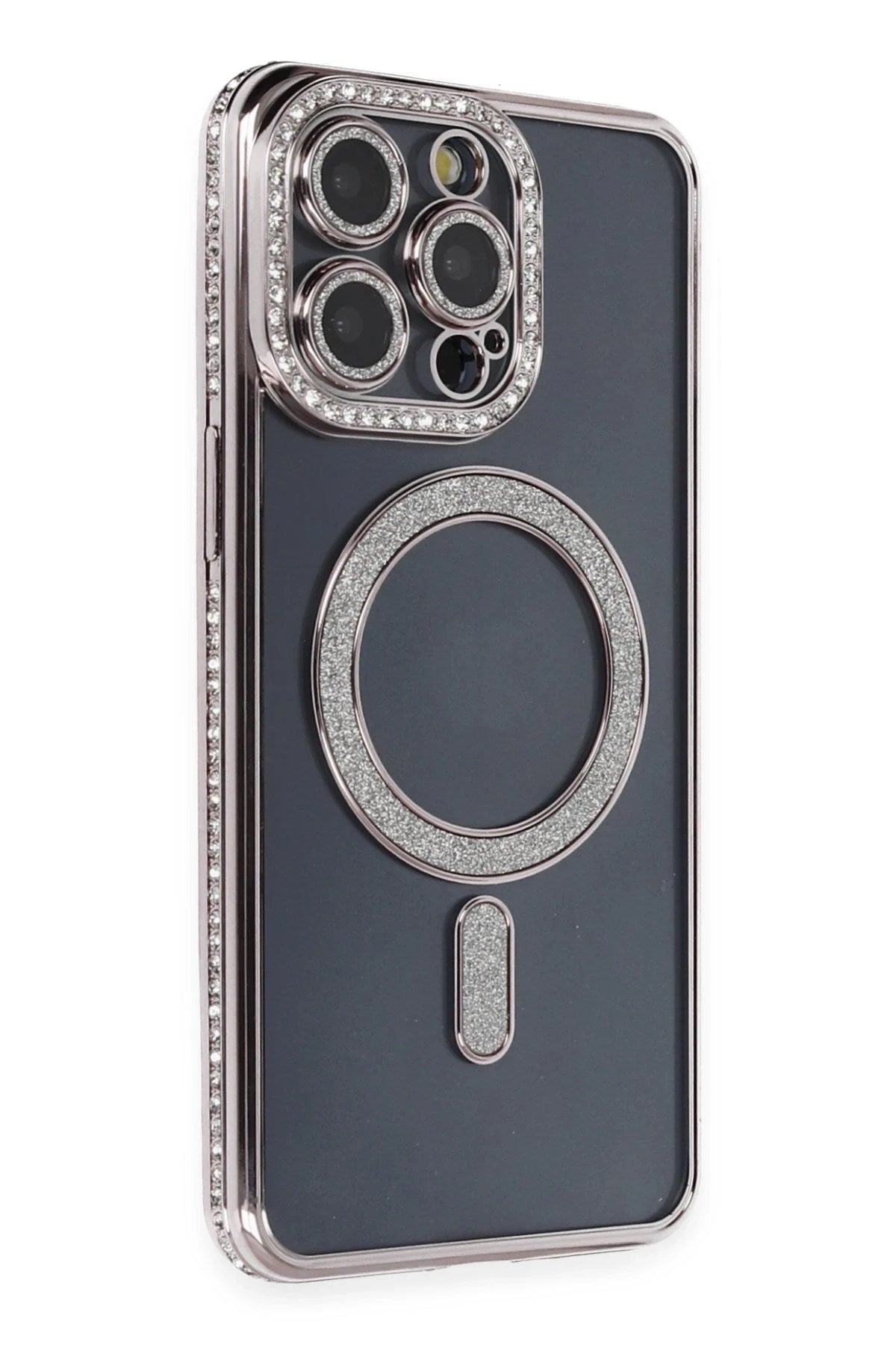 Mey İthalat® iPhone 14 Pro Kılıf Joke Simli Magneticsafe Kılıf - Gri