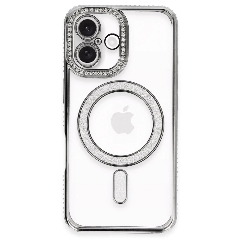 Mey İthalat® iPhone 16 Plus Kılıf Joke Simli Magneticsafe Kılıf - Gri