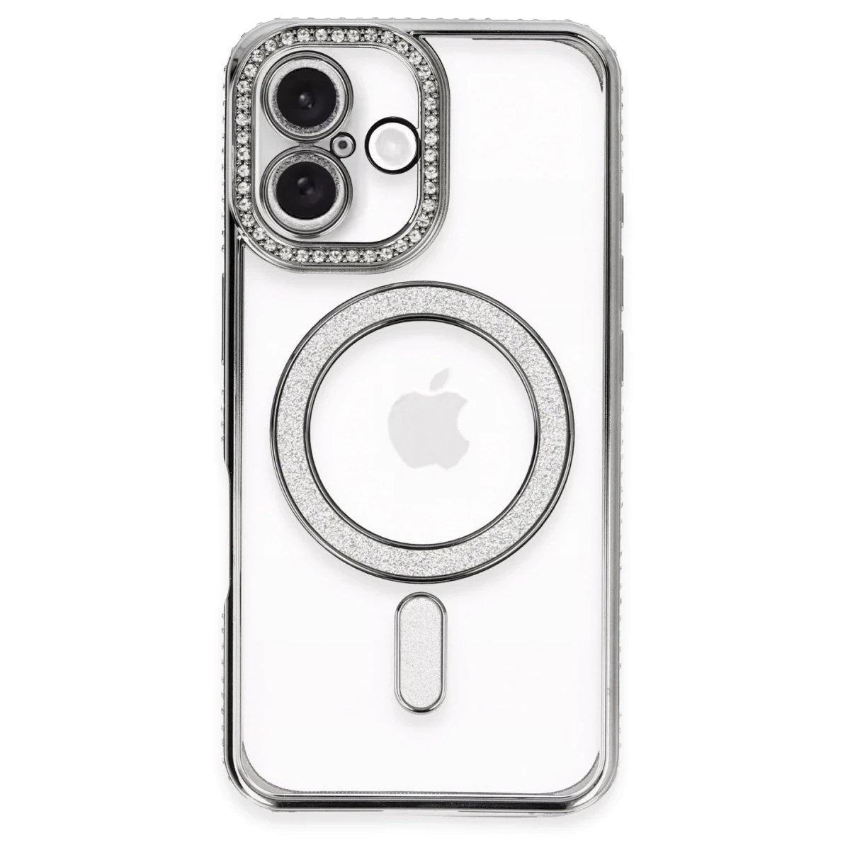 Mey İthalat® iPhone 16 Plus Kılıf Joke Simli Magneticsafe Kılıf - Gri