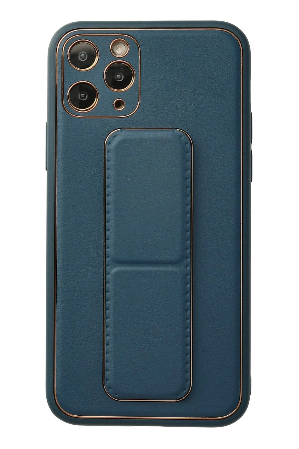 Mey İthalat® iPhone 11 Pro Kılıf Coco Deri Standlı Kapak - Mavi