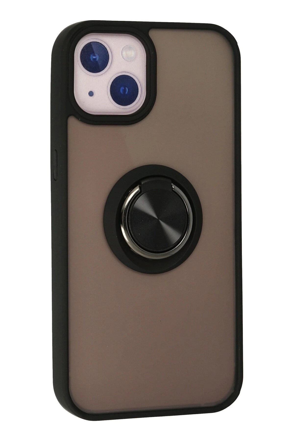 Mey İthalat® iPhone 13 Kılıf Montreal Yüzüklü Silikon Kapak - Siyah