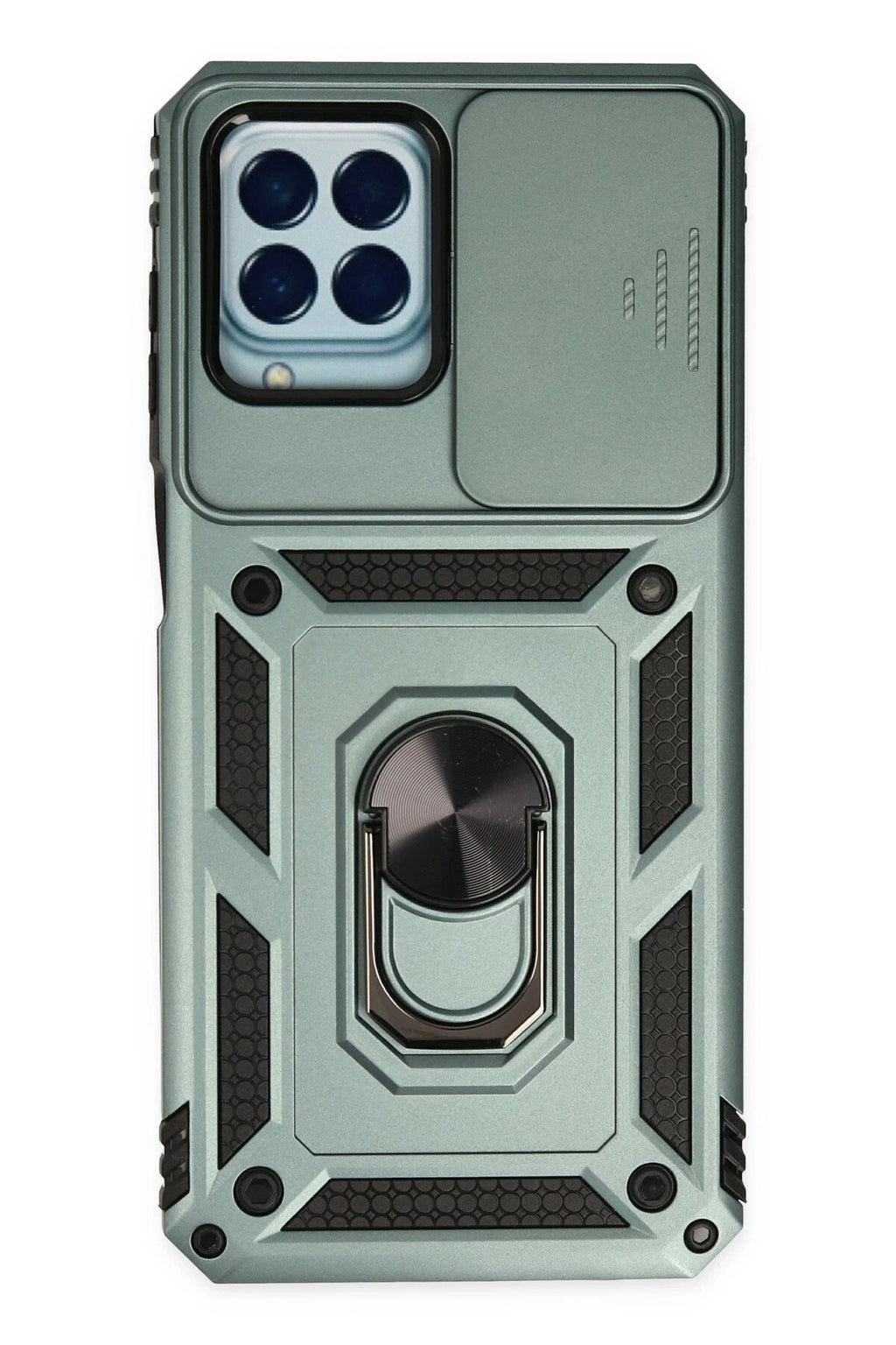 Mey İthalat® Samsung Galaxy M33 Kılıf Pars Lens Yüzüklü Silikon - Yeşil
