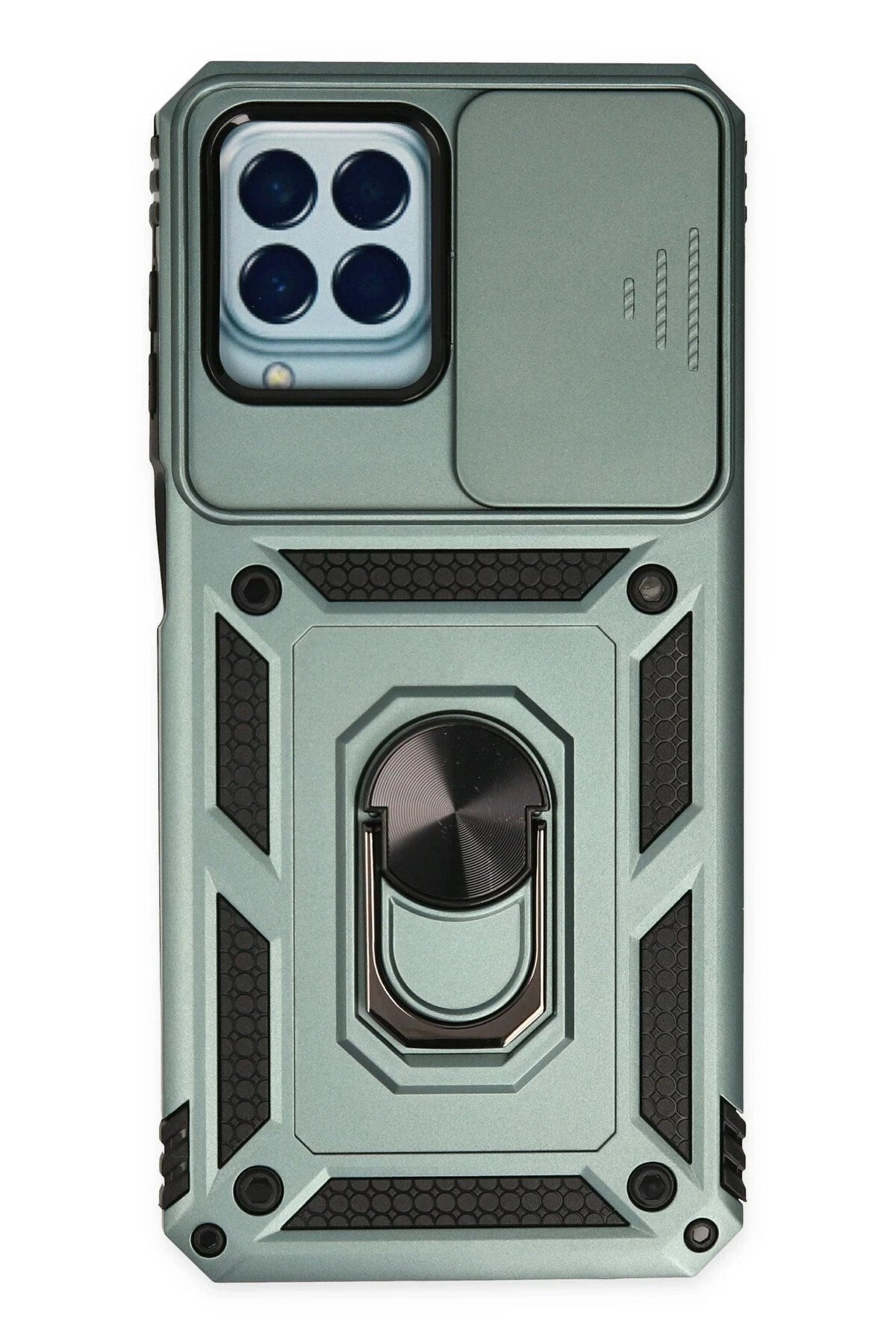 Mey İthalat® Samsung Galaxy M33 Kılıf Pars Lens Yüzüklü Silikon - Yeşil