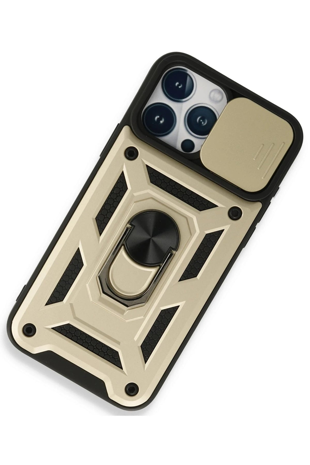 Mey İthalat® iPhone 15 Pro Kılıf Pars Lens Yüzüklü Silikon - Gold
