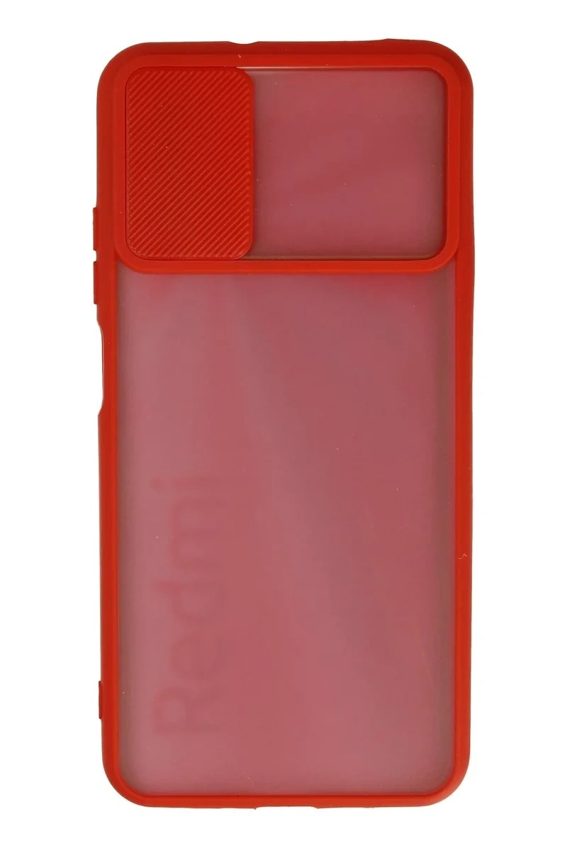 Mey İthalat® Redmi 9T Kılıf Palm Buzlu Kamera Sürgülü Silikon - Kırmızı