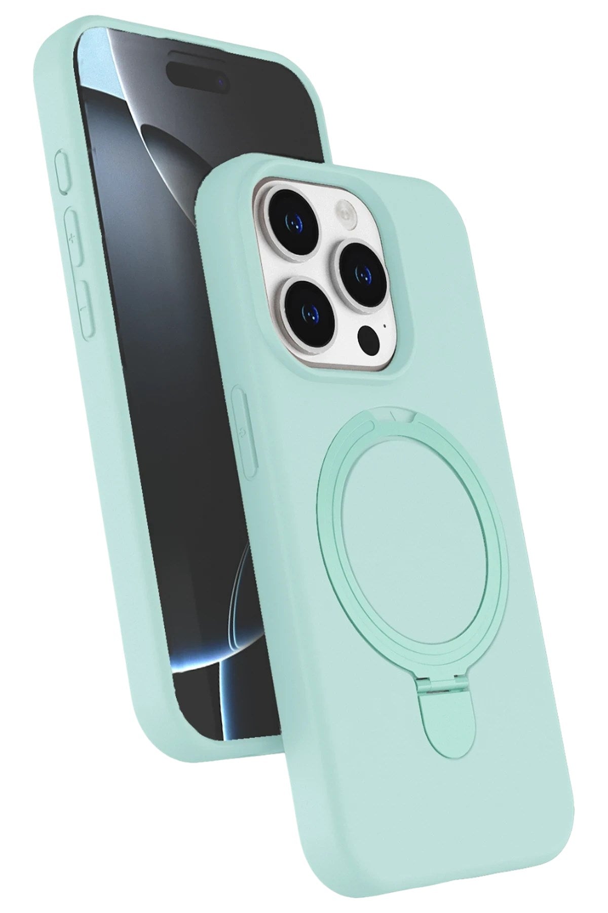 Mey İthalat® iPhone 14 Pro Max Regal Magsafe Standlı Kapak - Su Yeşili