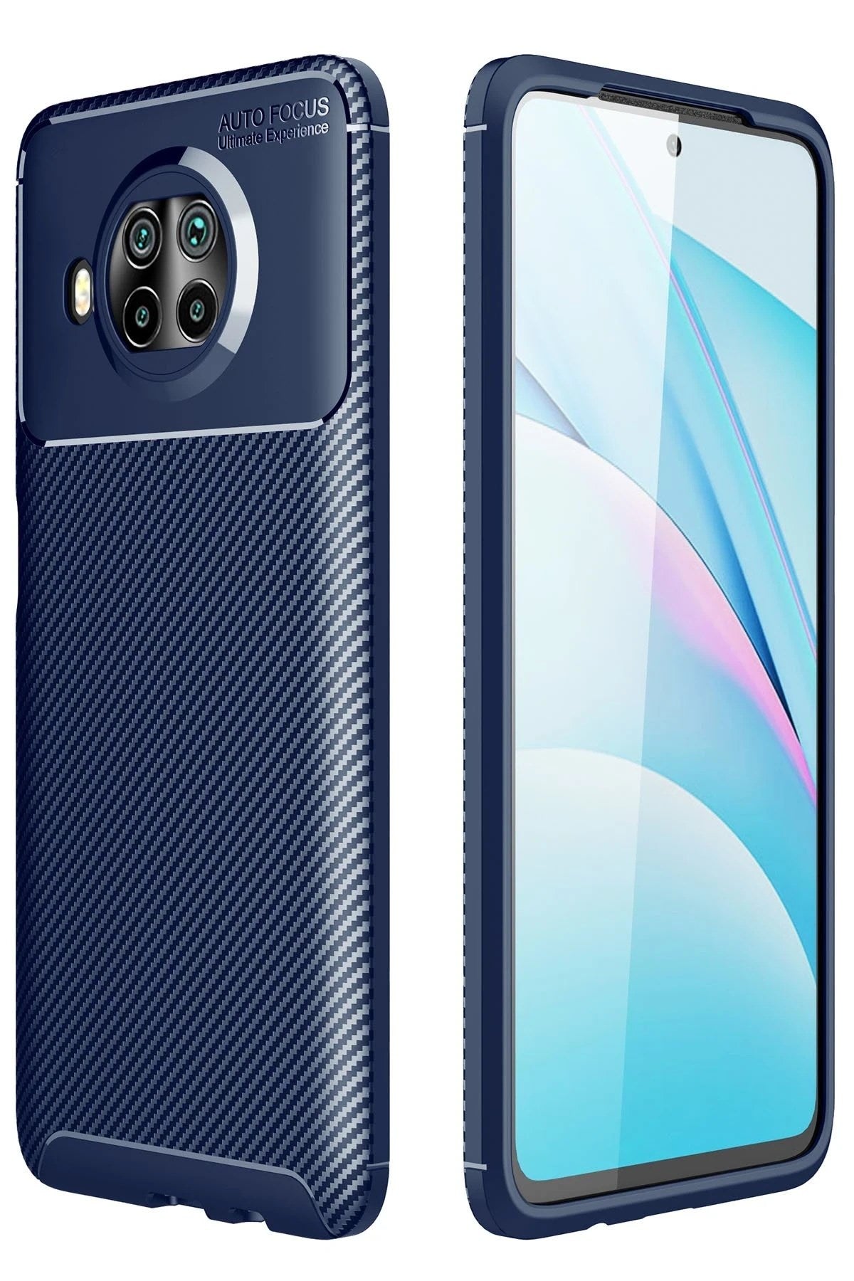 Mey İthalat® Mi 10T Lite Kılıf Auto Focus Karbon Kapak - Lacivert