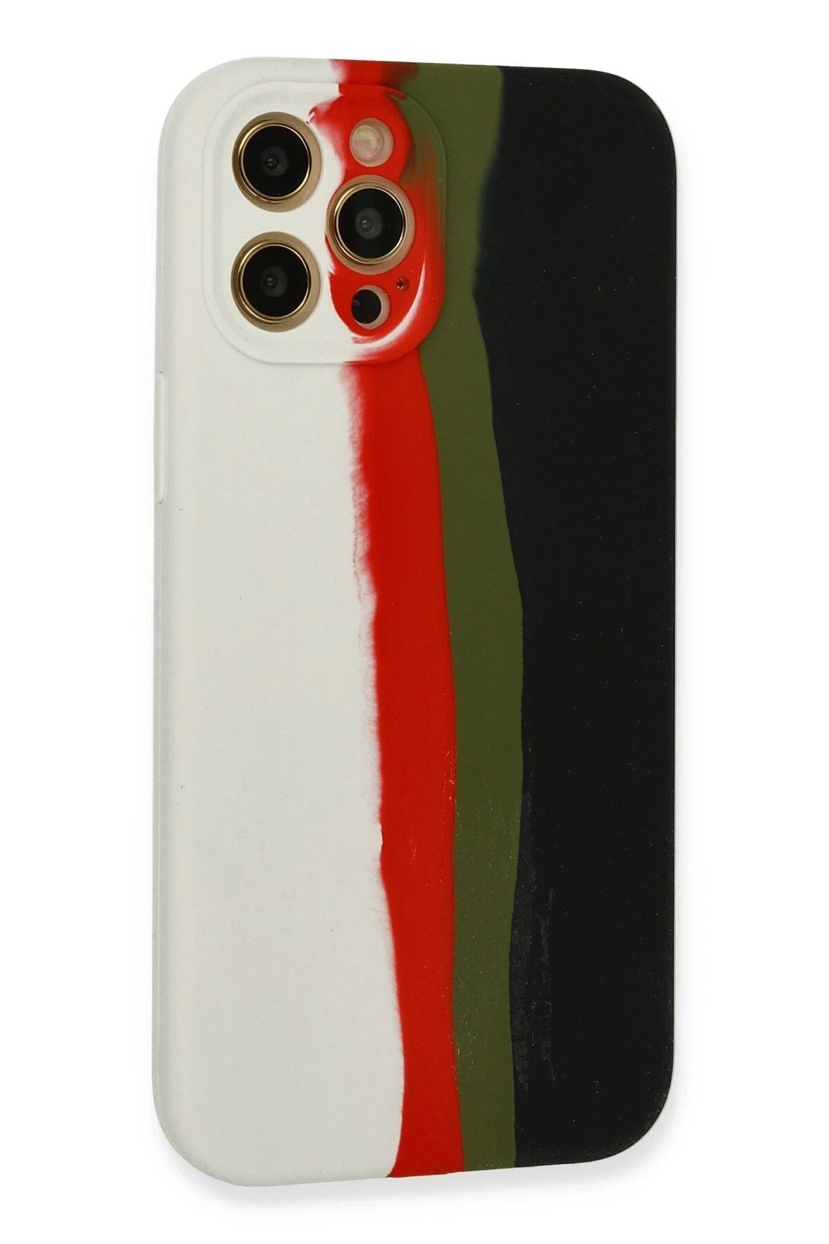 Mey İthalat® iPhone 12 Pro Max Kılıf Ebruli Lansman Silikon - Beyaz-Siyah