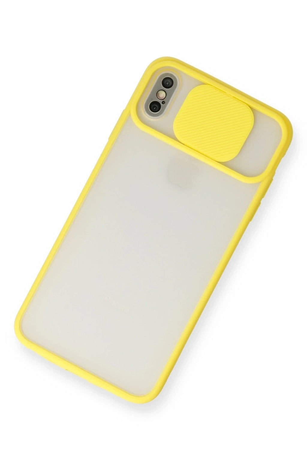Mey İthalat® iPhone X Kılıf Palm Buzlu Kamera Sürgülü Silikon - Sarı