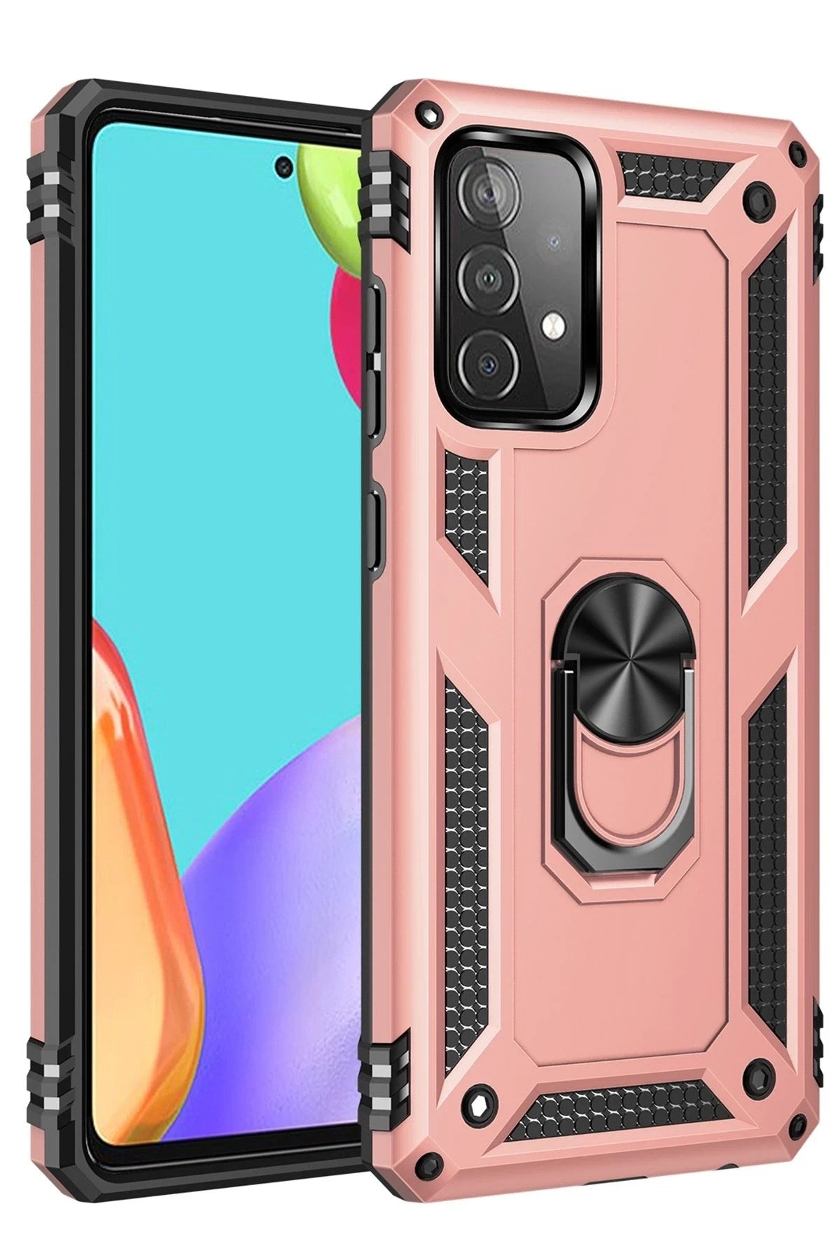 Mey İthalat® Samsung Galaxy A33 5G Kılıf Sofya Yüzüklü Silikon Kapak - Rose
