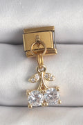 Mey İthalat® 316L Çelik Gold Renk Sallantı Zirkon Taşlı Kiraz Model Nomination Charm