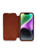 Mey İthalat® iPhone 14 Pro Max Kılıf Dolpin Kapaklı - Kahverengi