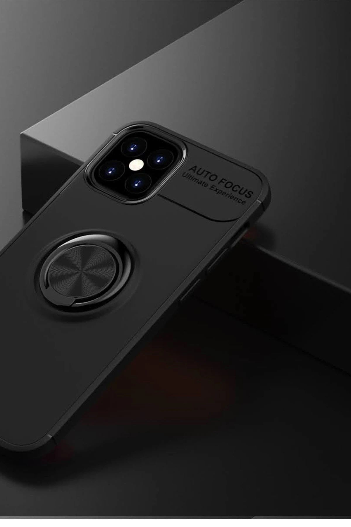 Mey İthalat® iPhone 12 Mini Kılıf Range Yüzüklü Silikon - Siyah