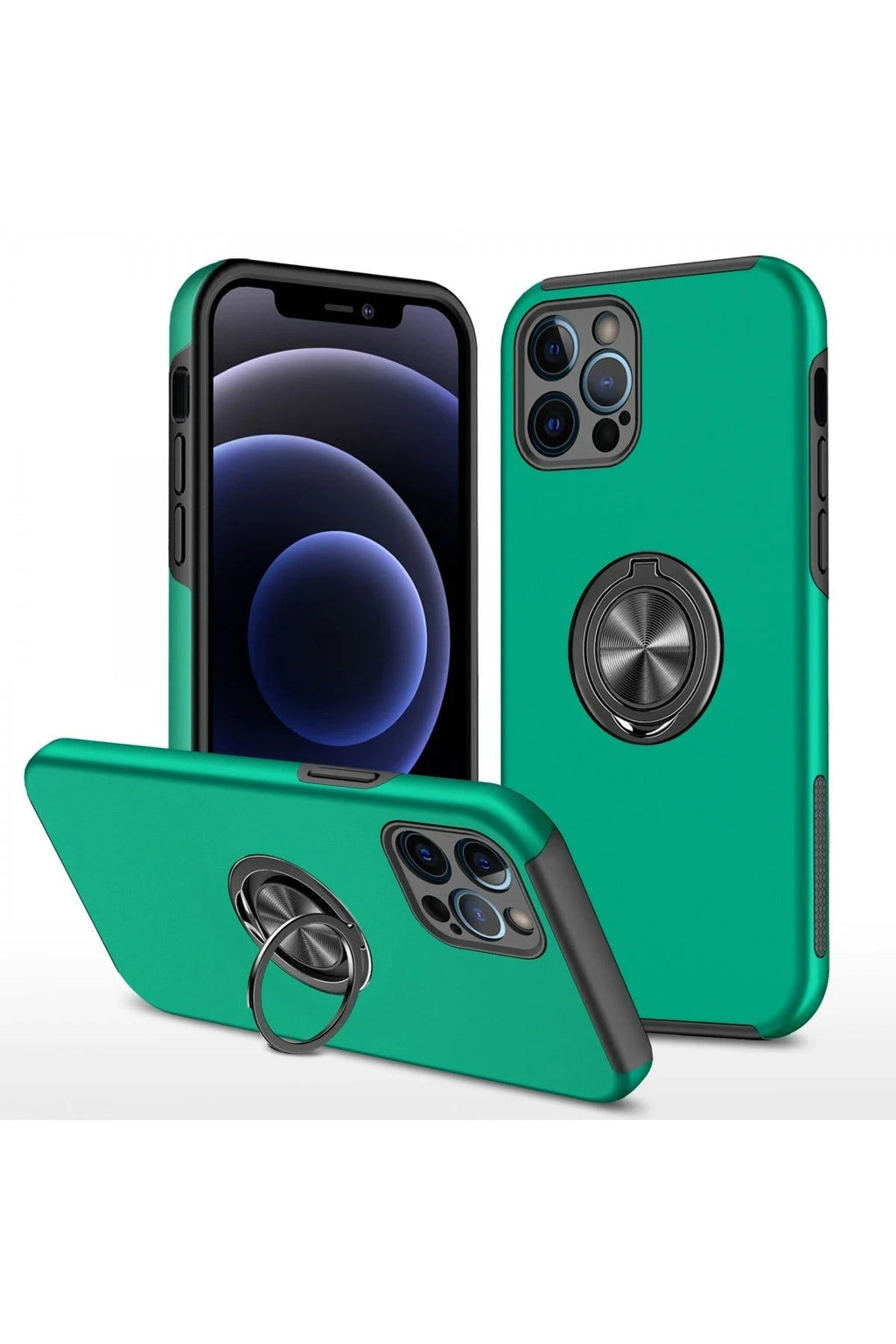 Mey İthalat® iPhone 12 Pro Max Kılıf Elit Yüzüklü Kapak - Yeşil