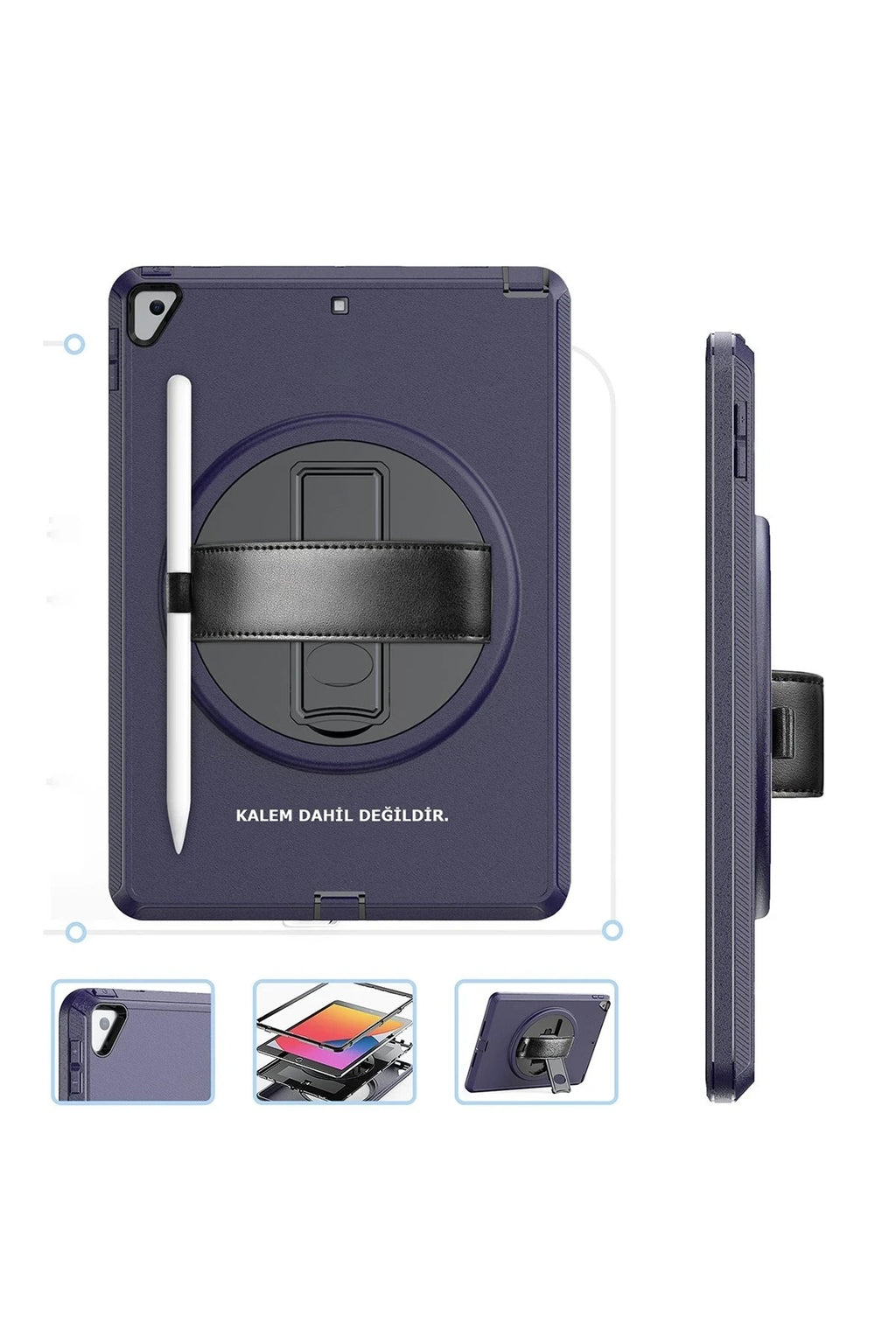 Mey İthalat® iPad 10.2 (7.nesil) Kılıf Hand Strap Tablet Kılıfı - Lacivert