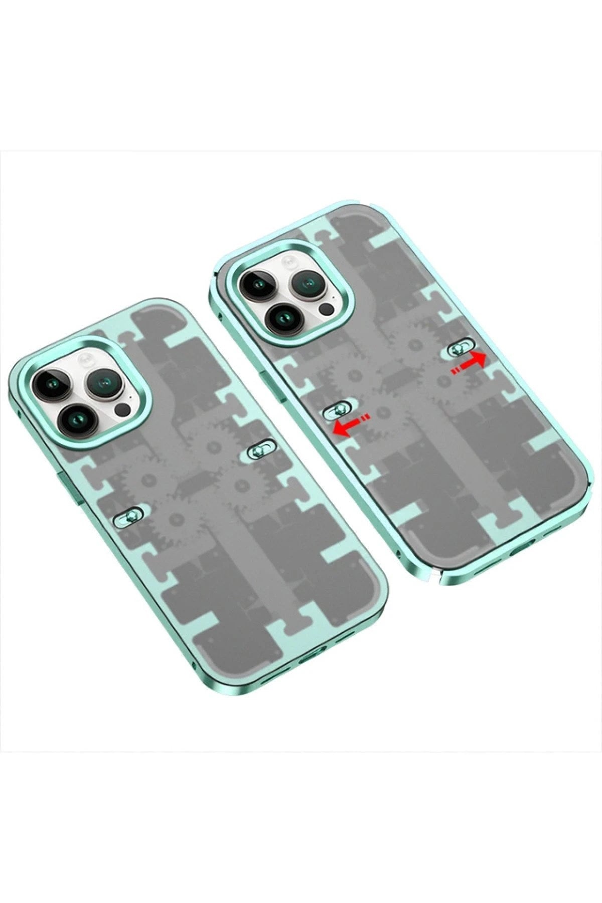 Mey İthalat® iPhone 13 Pro Kılıf Mekanik Bumper Kapak - Yeşil