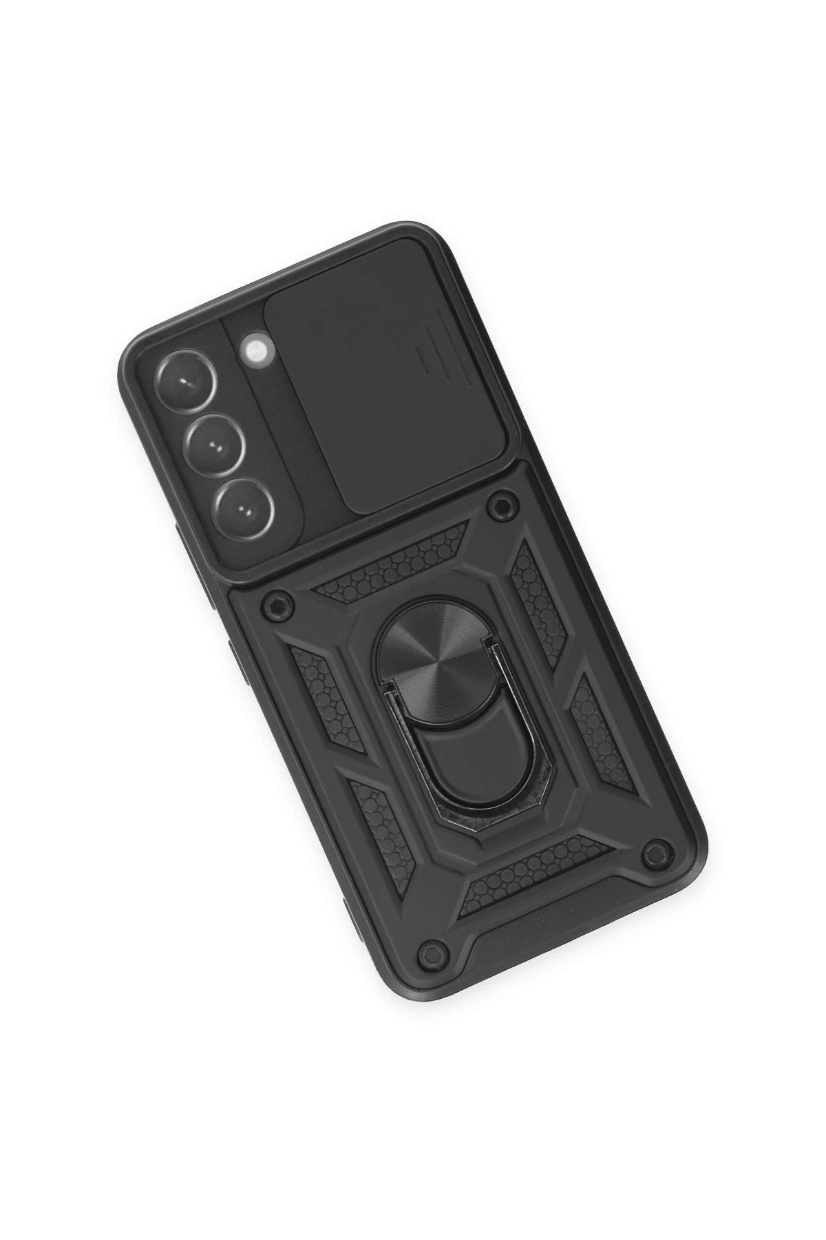 Mey İthalat® Samsung Galaxy S23 Kılıf Pars Lens Yüzüklü Silikon - Siyah