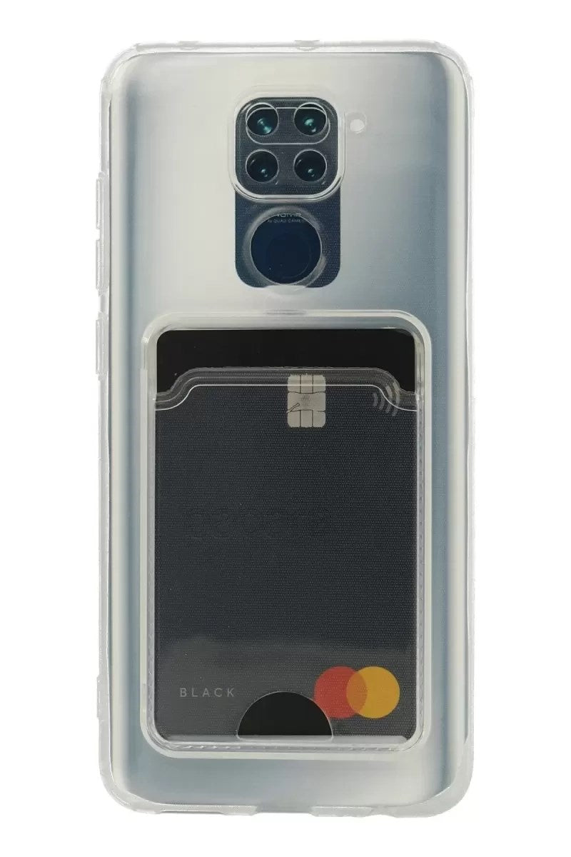 Mey İthalat® Redmi Note 9 Kılıf Kart Şeffaf Silikon - Şeffaf