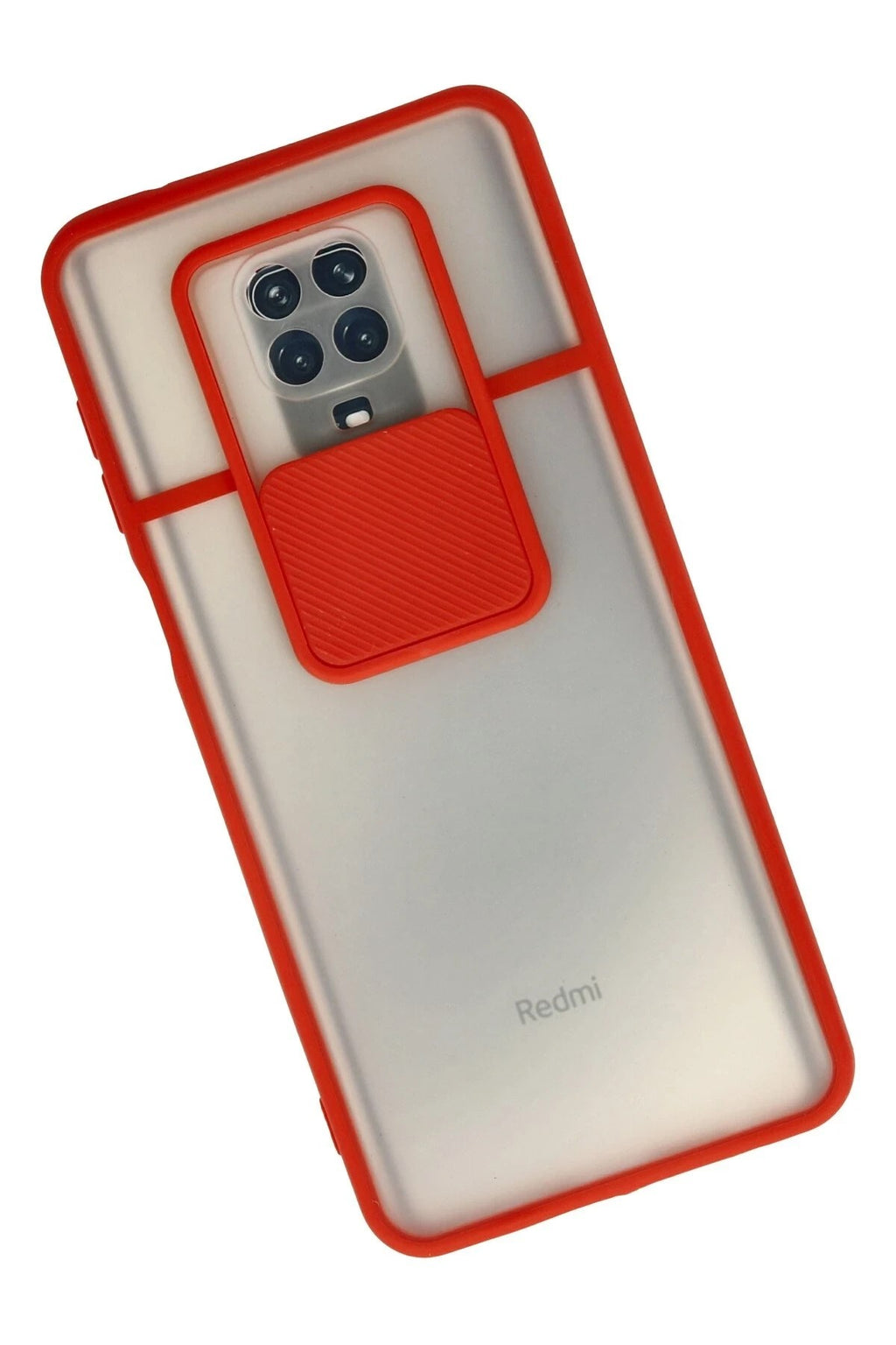 Mey İthalat® Redmi Note 9 Pro Kılıf Palm Buzlu Kamera Sürgülü Silikon - Kırmızı