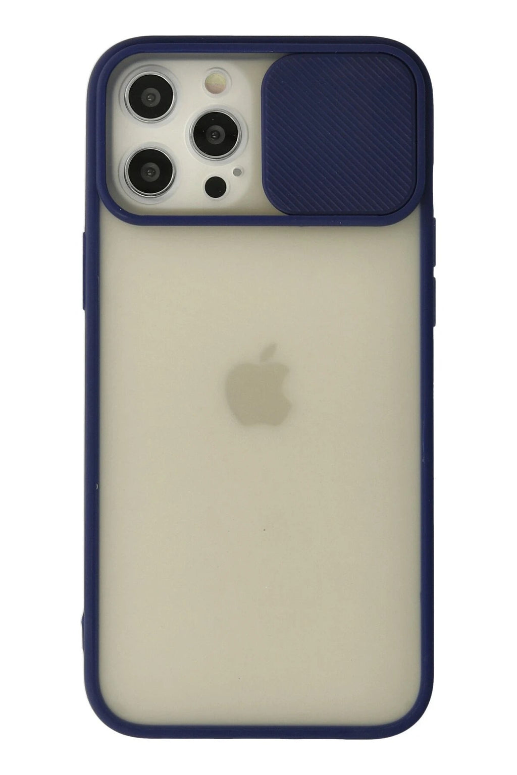 Mey İthalat® iPhone 12 Pro Max Kılıf Palm Buzlu Kamera Sürgülü Silikon - Lacivert