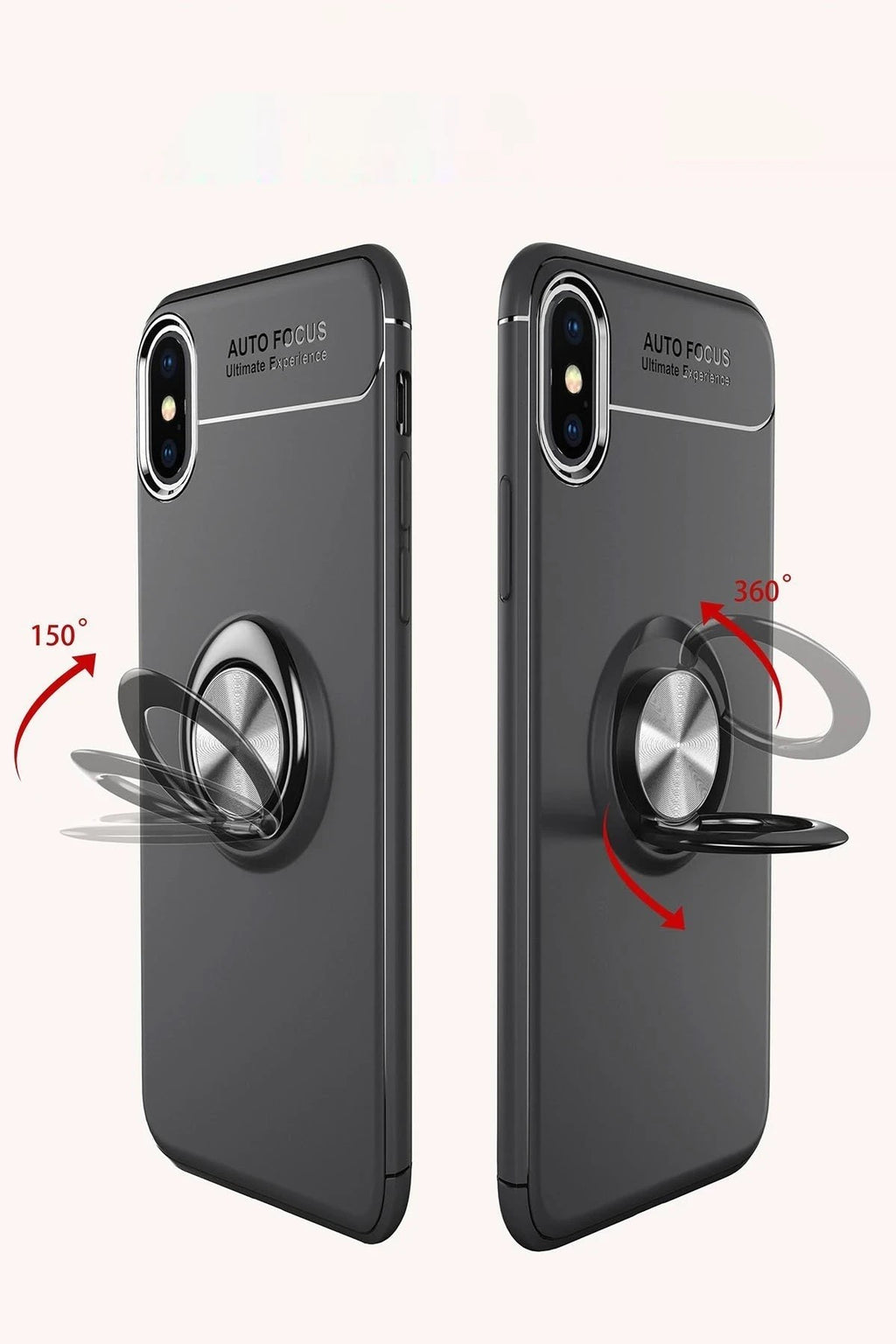 Mey İthalat® iPhone XS Max Kılıf Range Yüzüklü Silikon - Siyah-Mavi