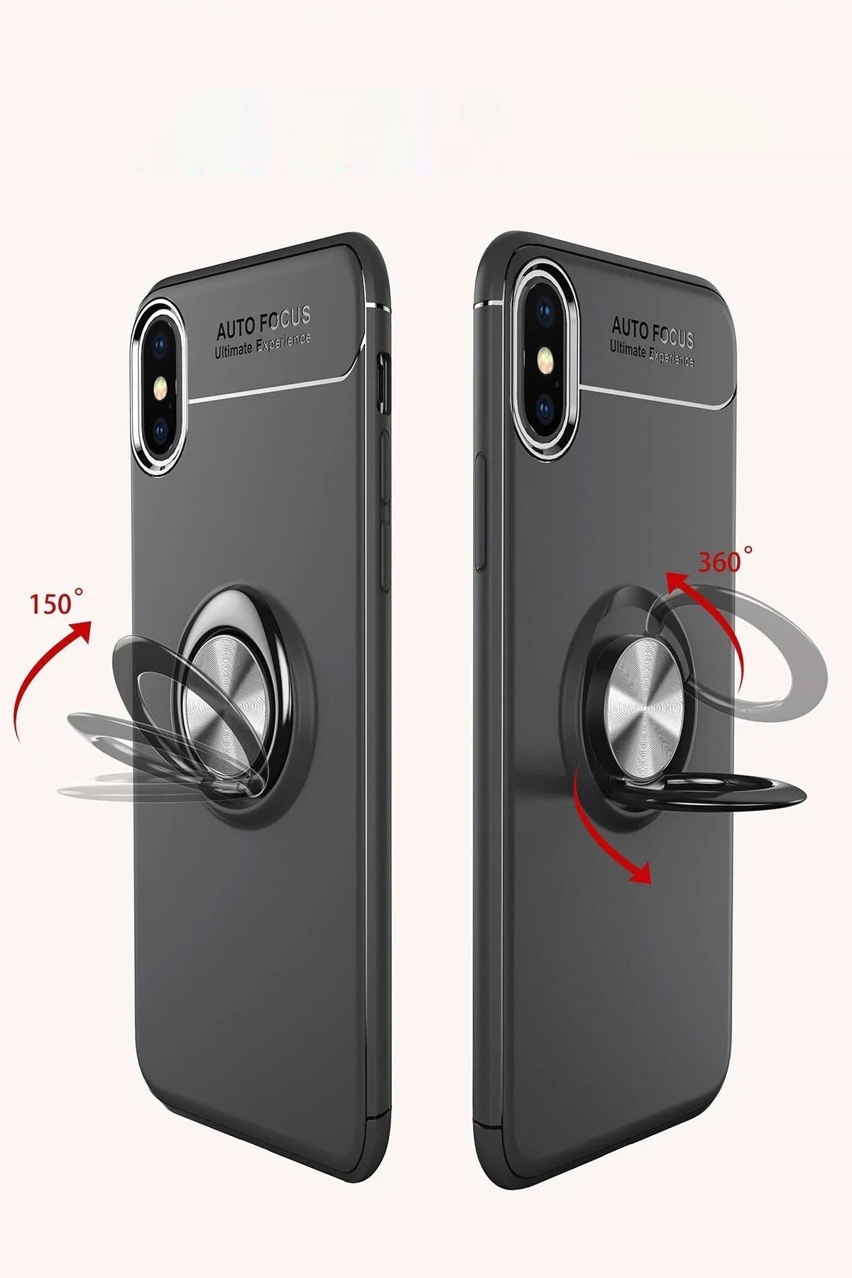 Mey İthalat® iPhone XS Max Kılıf Range Yüzüklü Silikon - Siyah-Mavi