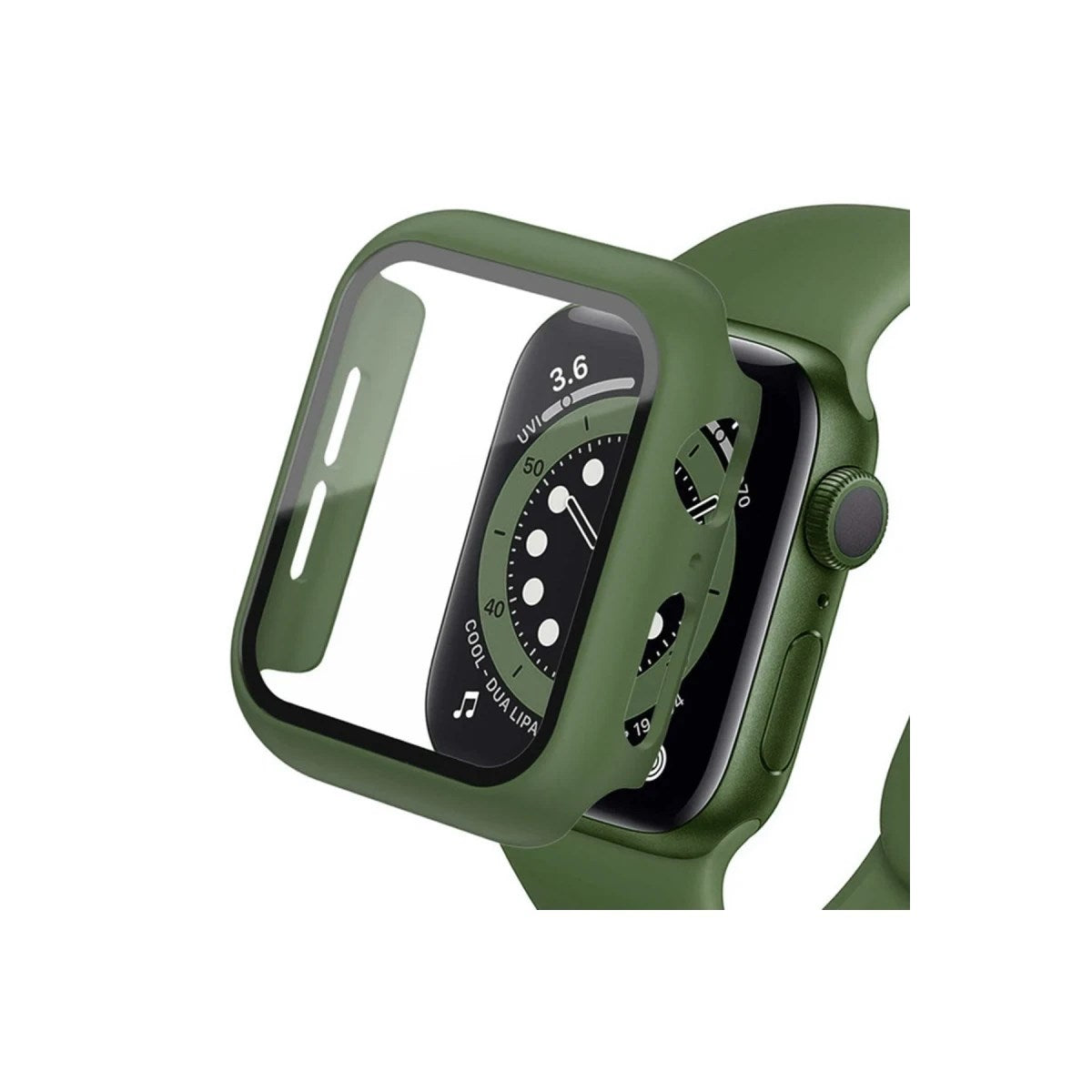 Mey İthalat® Watch 42mm Camlı Kasa Ekran Koruyucu - Koyu Yeşil