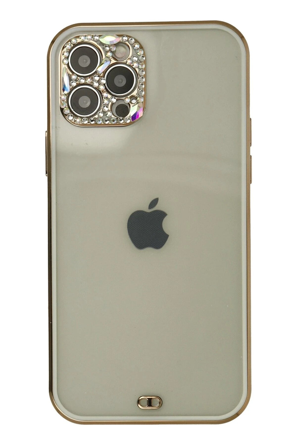 Mey İthalat® iPhone 12 Pro Max Kılıf Liva Taşlı Silikon - Beyaz