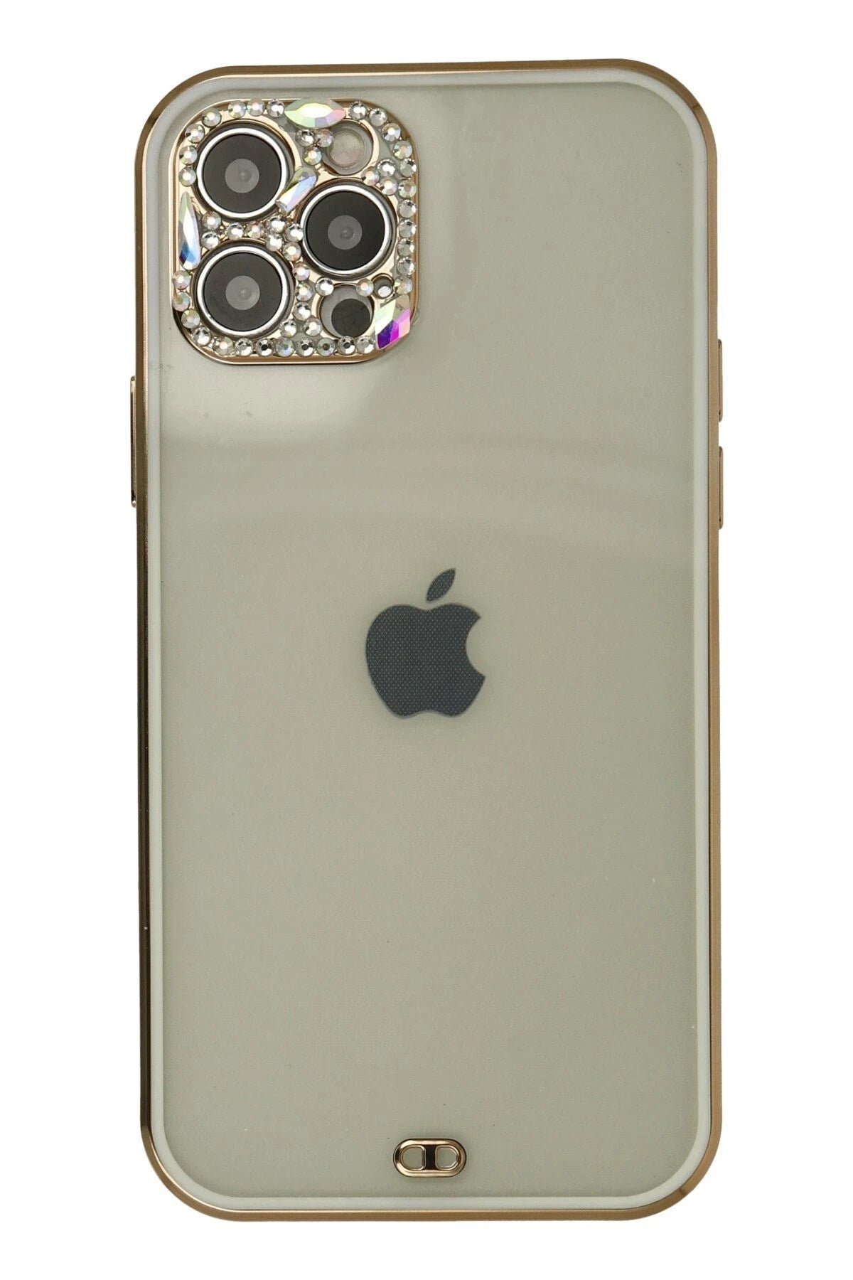 Mey İthalat® iPhone 12 Pro Max Kılıf Liva Taşlı Silikon - Beyaz
