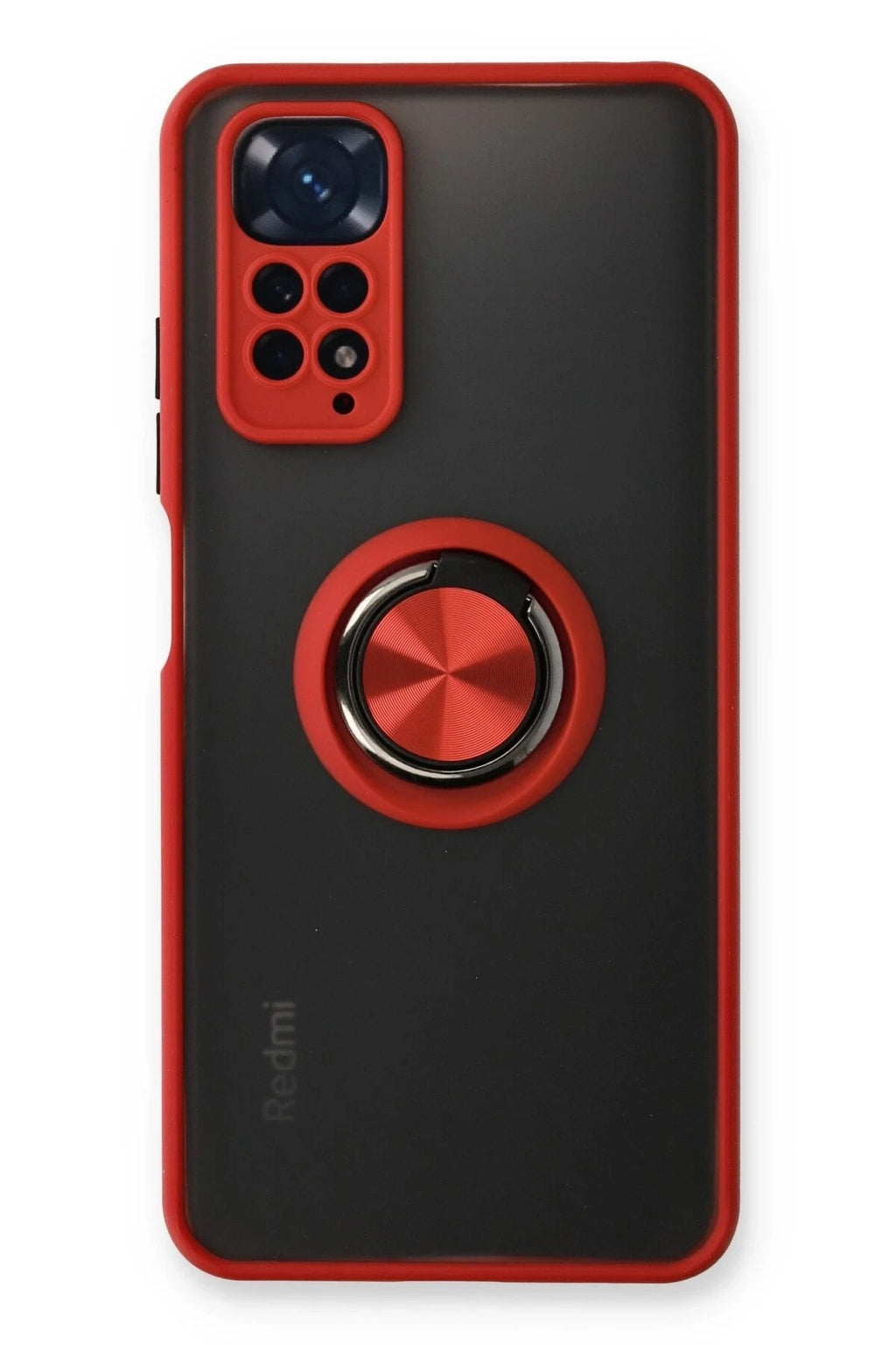 Mey İthalat® Redmi Note 11 Kılıf Montreal Yüzüklü Silikon Kapak - Kırmızı